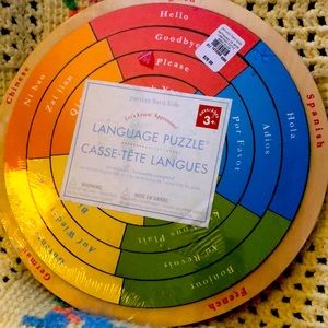 Pottery Barn Wooden Puzzle Learn Languages NEW Sealed in Plastic